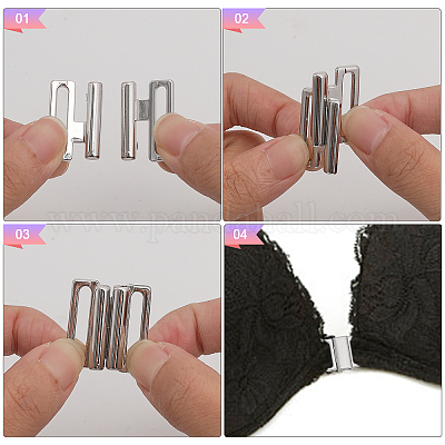 CHGCRAFT 20 Sets Alloy Bikini Clips, Bra Clasp Replacement Part, Lingerie  Front Closure, Platinum, 13.5x15.5x3.5mm, Hole: 10x2mm