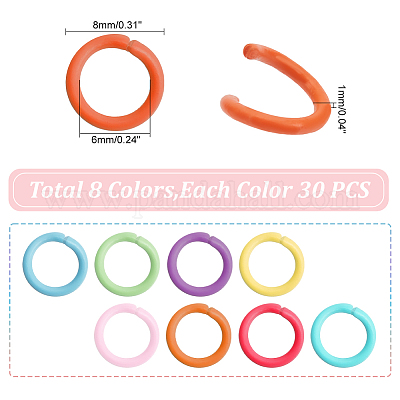 320 шт. 8-х цветные открытые соединительные кольца из цинкового сплава FIND-PH0009-23-1