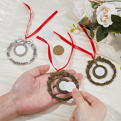 4 комплект 2-х цветных рождественских венков из сплава с алюминиевыми подвесными украшениями своими руками DIY-FH0007-42-1