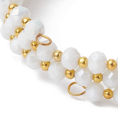 Стеклянный браслет rondelle с бисером и запахом BJEW-JB09965-01-1