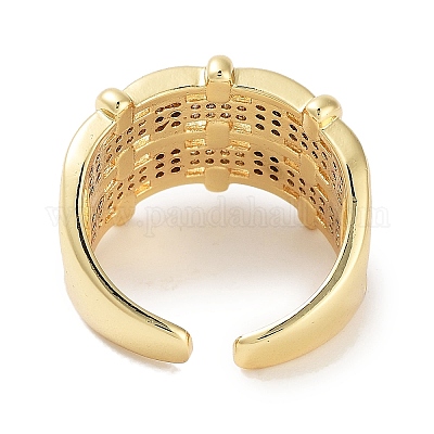 Покрытие стойки латунь паве прозрачный кубический цирконий открытые манжеты кольца RJEW-M172-09G-1