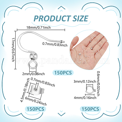 150 шт. французские крючки для сережек из нержавеющей стали 304 STAS-UN0063-33-1