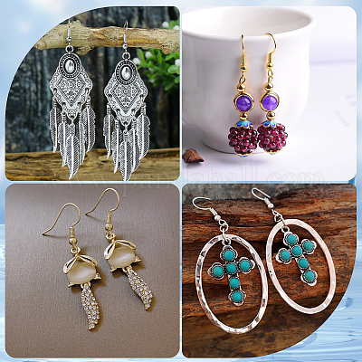 200 шт. 2 цветных латунных крючка для серег KK-SP0001-43-1