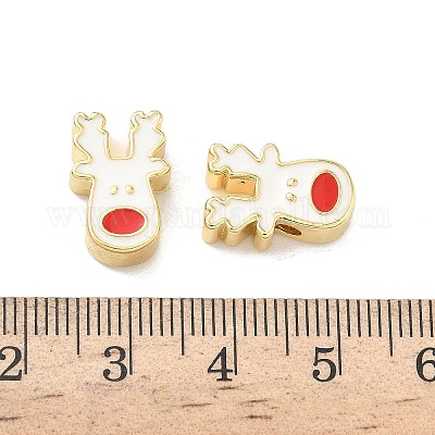 Рождественские латунные эмалевые бусины KK-I474-G14-1