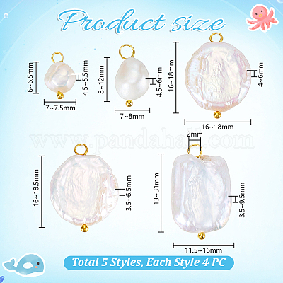 20 шт. 5 подвески из натурального жемчуга PALLOY-PH01822-1