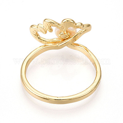 Цветочные латунные перстни RJEW-N049-01G-1