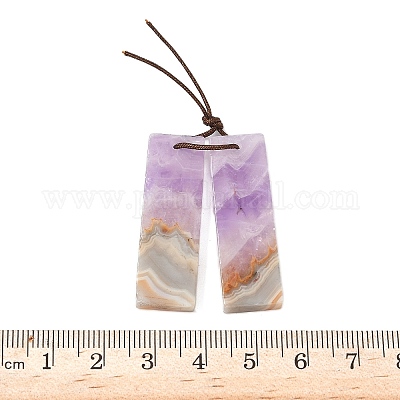 Подвески из натурального аметиста и кружевного агата G-S398-03E-1