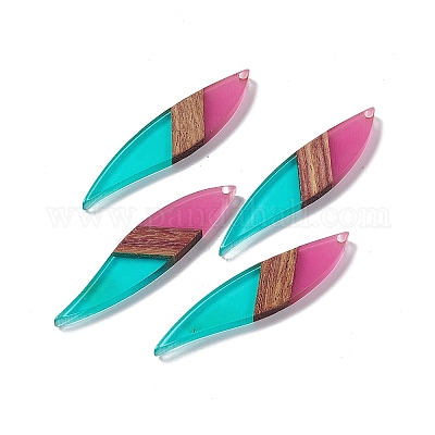 Большие подвески из непрозрачной смолы и орехового дерева RESI-M027-08-1