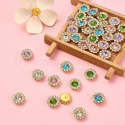 50шт 5 цвета цветок пришить на горный хрусталь RGLA-YW0002-02-1
