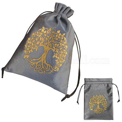 Прямоугольные бархатные мешочки для хранения карт Таро с золотым тиснением и завязками для гадания ABAG-WH20001-25A-1