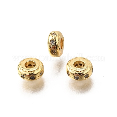 Латунные микро проложить кубического циркония бусы KK-C106-14G-1