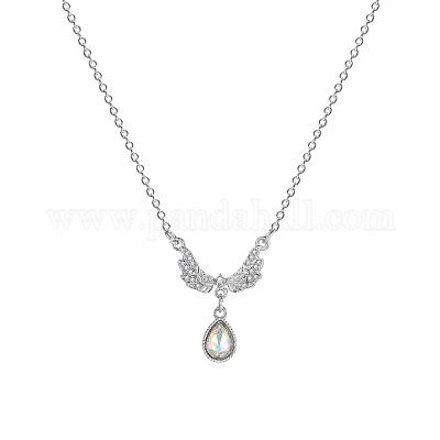 Ожерелья из сплава стразов с крыльями ангела и подвеской в виде слезы для женщин FS-WG52CAF-01-1