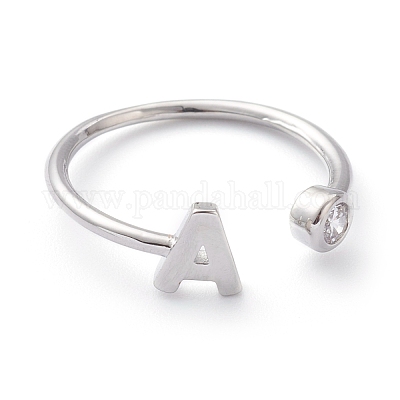 Латунные кольца из манжеты с прозрачным цирконием RJEW-Z005-A-P-1