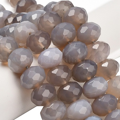 Серые натуральные бусины из агата &nbsp;G-C259-A12-8x12mm-1