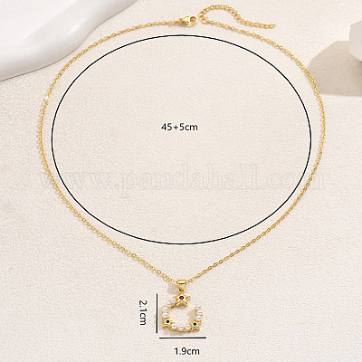 Женские ожерелья с подвесками в виде звезд из латуни с микропаве из кубических цирконий и искусственного жемчуга ED7102-3-1