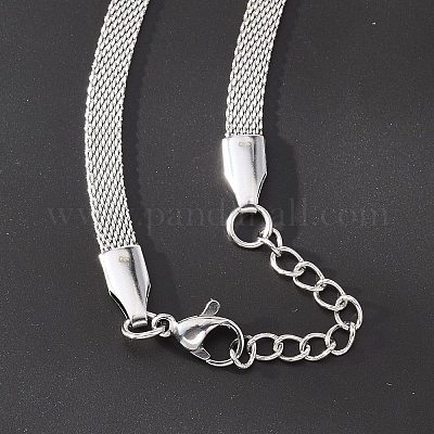 Устойчивые к потускнению сетевые цепи из нержавеющей стали/сетчатые браслеты браслеты BJEW-I274-13S-1