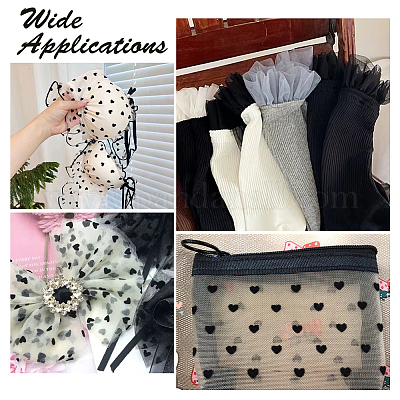 Сетчатая ткань из полиэстера с рисунком сердца SENE-WH0003-46-1