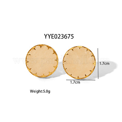 Комплект из плоских круглых колец-манжет и серег-гвоздиков из натурального розового кварца MO9107-1-1