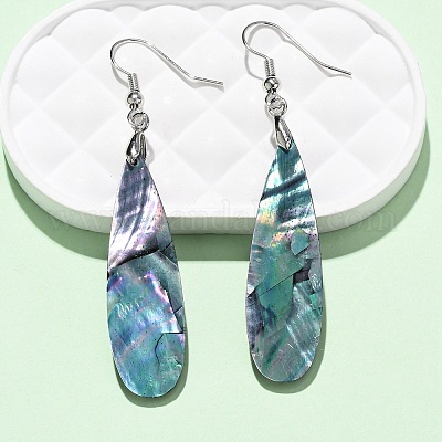 Серьги-подвески из латунных раковин морских ушек EJEW-C161-01A-1