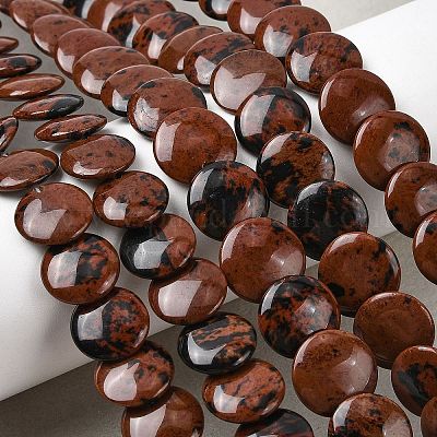 Натурального красного дерева обсидиана бисер нитей G-K366-D03-02-1