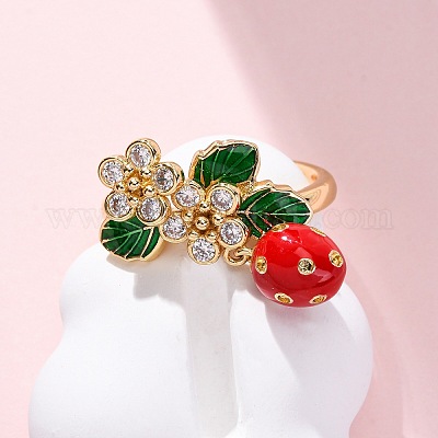 Открытые манжеты из латуни с микропаве и цирконием для женщин RJEW-U057-16G-1