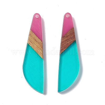 Большие подвески из прозрачной смолы и орехового дерева RESI-M027-07G-1