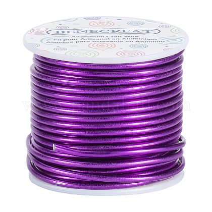 BENECREAT 9 Gauge/3mm Tarnish Resistant Jewelry Craft Wire 17m Bendable Aluminum Sculpting Metal Wire for Jewelry Craft Beading Work - Purple AW-BC0001-3mm-13-1