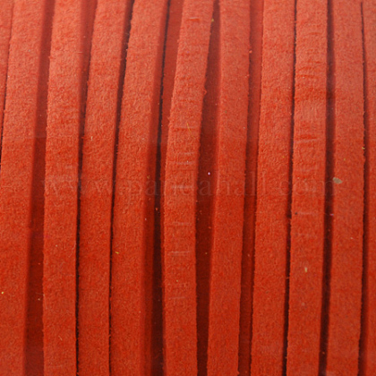 スエード調コード  フェイクレース  レッドオレンジ  3x1.5mm  100ヤード/ロール（300フィート/ロール） LW-R001-1-1