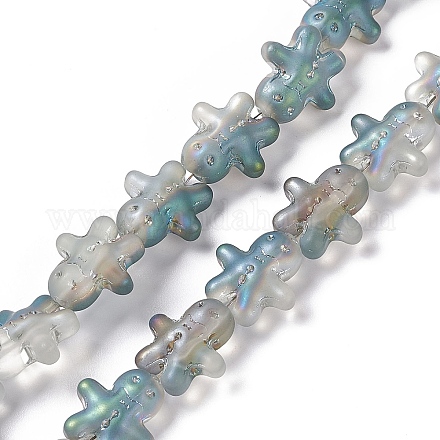 Perles de verre électrolytiques forgées plaquées demi-arc-en-ciel GLAA-P005-HR01-1