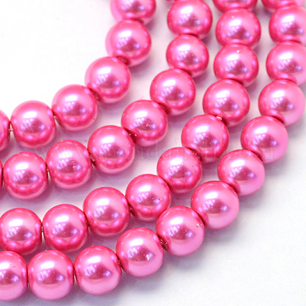 Baking Painted Pearlized Glass Pearl Round Bead Strands HY-Q003-6mm-54-1