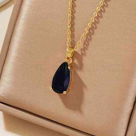 Элегантные латунные паве стеклянные модные ожерелья с подвесками в виде капель воды BP5132-5-1