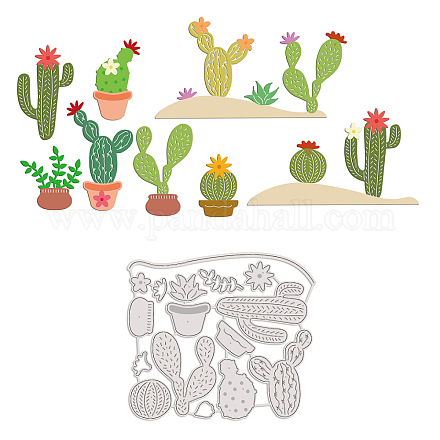GLOBLELAND Cactus Potted Metal Cutting Dies Desert Theme Die Cuts Stencil Template Moulds for Scrapbook Embossing Album Paper Card Making DIY-WH0263-0209-1