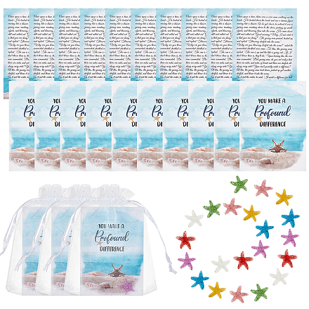Olycraft 150 pièces kit de mini cartes d'appréciation souvenir histoire d'étoile de mer mini cadeaux d'histoire d'étoile de mer petite carte d'étoile de mer avec cabochons d'étoile de mer colorés DIY-OC0009-66-1