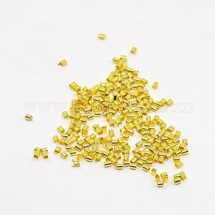 真鍮製つぶし玉カシメ玉  チューブ  ゴールドカラー  2x2x0.1~0.13mm  穴：1.5mm KK-R077-2mm-G-1