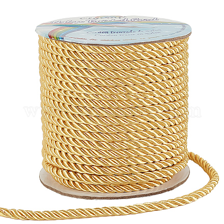 Olycraft 27m 5mm cuerda de cordón de nailon trenzado 3 capas de cordón trenzado de oro para decoración del hogar NWIR-OC0001-02-03-1