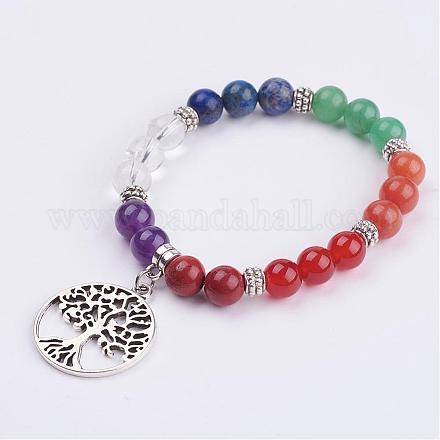 Natural Gemstone Beads Stretch Bracelets BJEW-JB02945-02-1