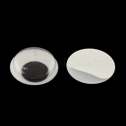 En blanco y negro de plástico meneo ojos saltones botones y accesorios de diy artesanías de álbum de recortes de juguete con parche de la etiqueta en la parte posterior KY-S002B-8mm-1