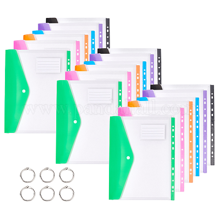 CRASPIRE 18Pcs 6 Colors PP Plastic A4 Binder Envelope Pockets AJEW-CP0005-10-1