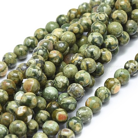 Chapelets de perles en jaspe de rhyolite naturelle X-G-F674-03A-8mm-1