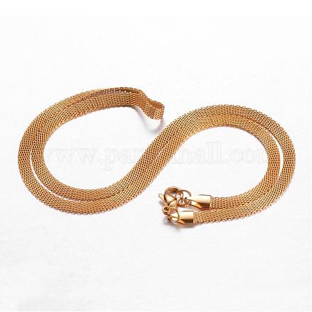 304 Stainless Steel Mesh Chain Necklaces NJEW-G256-02G-1