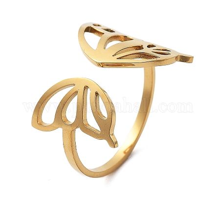 Кольца-манжеты из нержавеющей стали 304 с открытыми крыльями бабочки для женщин RJEW-M024-02G-1