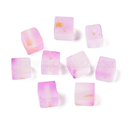 Матовые стеклянные бусины с золотистой блестящей пудрой DGLA-NH001-6mm-01I-1