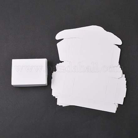 クラフト紙ギフトボックス  配送ボックス  折りたたみボックス  長方形  ホワイト  8x6x2cm X-CON-K003-03A-02-1