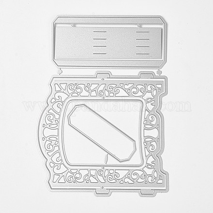 金属切削フレームダイスステンシル  DIYスクラップブッキング/フォトアルバム用  装飾的なエンボス印刷紙のカード  つや消しプラチナ  18.6x13.1cm DIY-WH0072-07-1