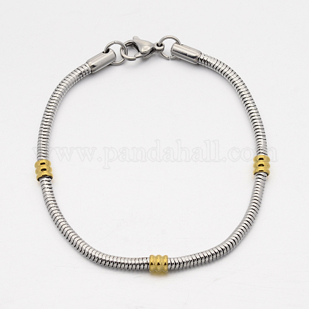 304 fabrication de bracelets européens chaîne serpent ronde en acier inoxydable BJEW-L447-01-1