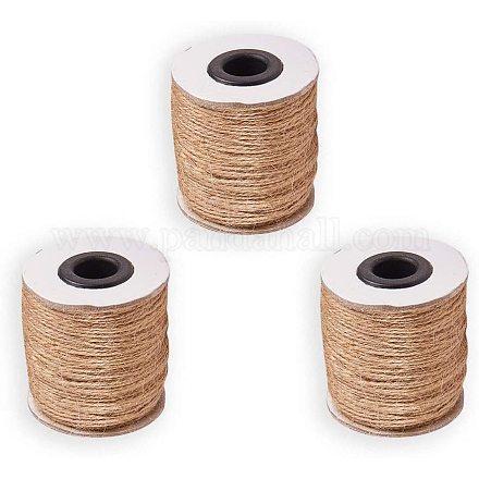 JEWELEADER 3 Rolls 980 Feet Natural Jute Twine 2 Ply Arts and Crafts Cord 1mm Hemp Packing String Rope for Wedding Invitations Christmas Bottle Decoration Gardening Bundling Applications Burly Wood OCOR-PH0001-04-1