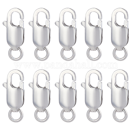BENECREAT 10Pcs Rhodium Plated 925 Sterling Silver Lobster Claw Clasps STER-BC0001-59-1