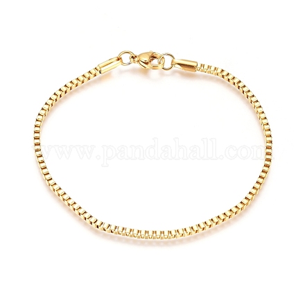 Ion Plating(IP) 304 Stainless Steel Box Chain/Venetian Chains
 Bracelets BJEW-G629-02G-1