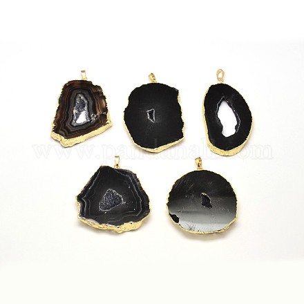 18K Golden Plated Eco-Friendly Brass Dragon Veins Agate Nuggets Big Pendants G-F213-03-RS-1