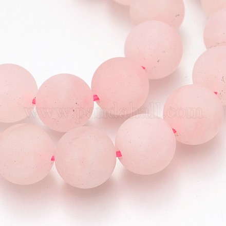 Frosted Natural Rose Quartz Round Beads Strands G-N0120-43-14mm-1